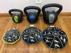 Group of Kettlebells and Weights, 5lb-15lb