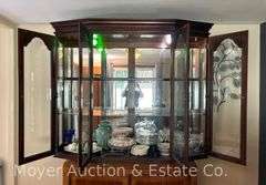 American Drew China Cabinet, Lighted Interior, Mirrored Back, 64"x19"x81"h Overall