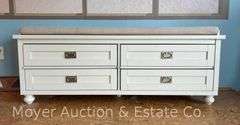 4 Drawer Storage Bench, with Cushion, 54"x16"x21"h
