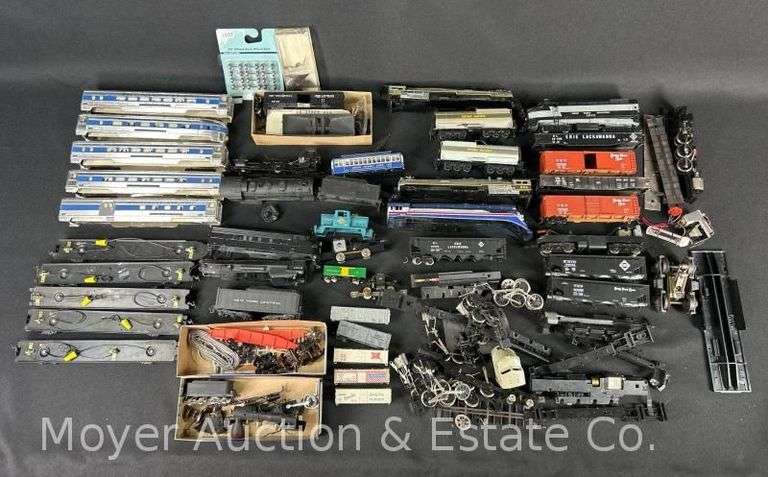 Group of Asst. HO Scale Trains and Freight Cars, For Parts or Repair image