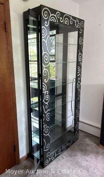 Curio Display Cabinet, Mirrored Back and Lighted Interior, 35"x12"x78"h image