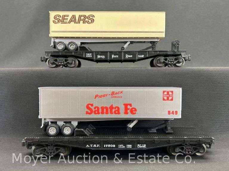 (2) Lionel Flatcars with Trailers, No. 17502 and 19411, with Original Boxes image