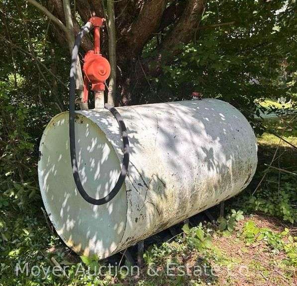 500Gal. Fuel Tank with Hand Pump, Pump Condition Unknown, 60” Long x 38” Wide, Believed to be Empty image