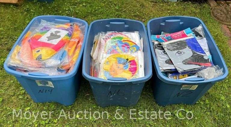 (3) Totes of Garden Flags, Banners, Windsocks, Etc. image