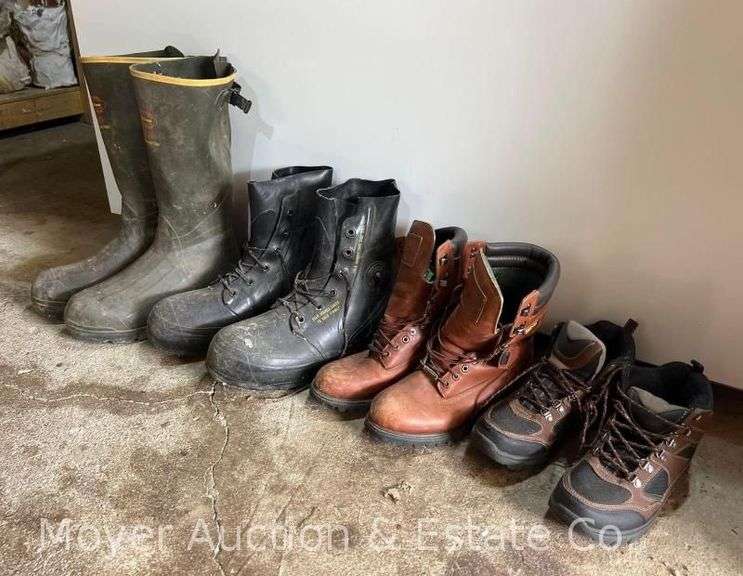 Group of Mens Work Boots, Most Size 9 1/2-10 image