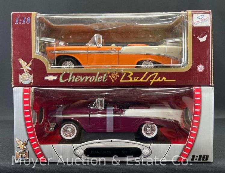 (2) Road Legends and Road Signature 1956 Chevrolet Bel Air 1:18 Scale Die-Cast Models image