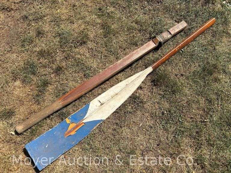 Antique Wood Boat Oar, 2 Pieces, 54" and 62" Long image
