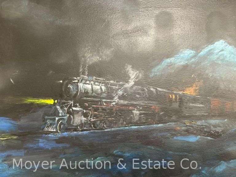 John Schweikhard Painting "Night Freight", on Canvas, signed & dated '06 image