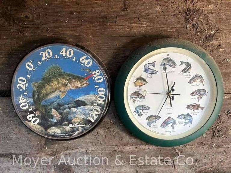 Fish Clock and Thermometer 12”-13”w image