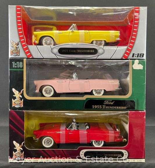 (3) Road Signatures Ford Thunderbird 1:18 Scale Die-Cast Model, (2)1955 and 1957 image