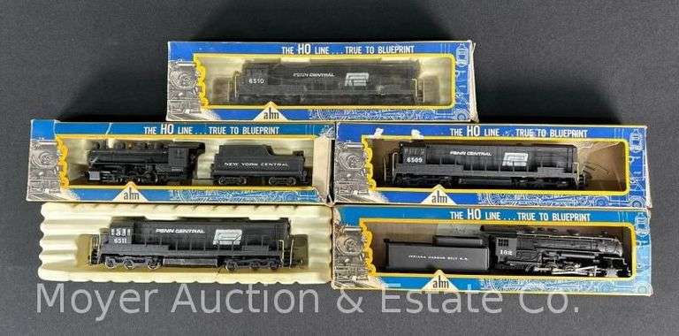 (2) AHM HO Scale Steam Locomotives and Tenders, with AHM HO Scale Diesel ABA Locomotives image