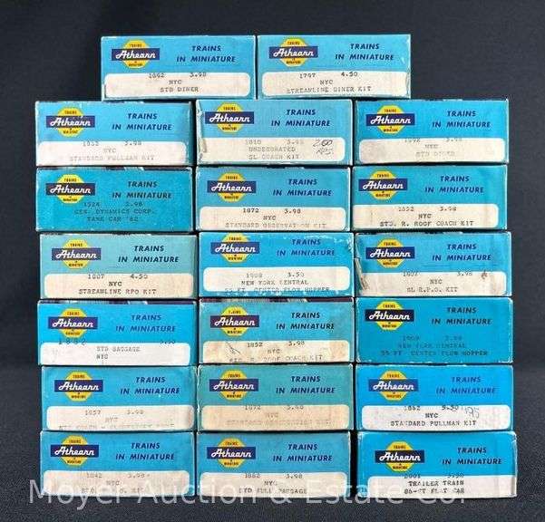 (20) Athearn HO Scale Freight and Passenger Cars, with Boxes