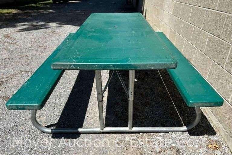 Lifetime Green Poly Folding Picnic Table, Good Condition