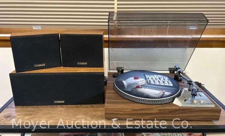 Audio Reflex Turntable, Model DD-1979, with 3 Fisher Speakers, 7.5" and 16"w image