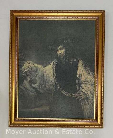 Framed Print of Man and Marble Bust, 32"x26" image