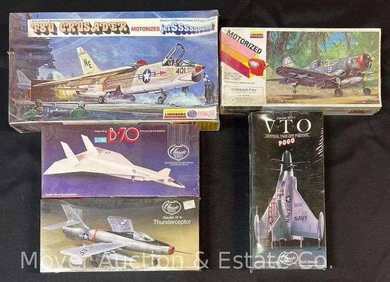 (5) Lindberg Plastic Model Kits, All Sealed in Plastic, 1/48 and 1/180 Scales image