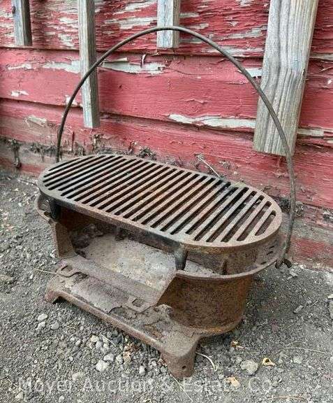 Cast Iron Grill/Hibachi, Antique, Rusty, 18"w image