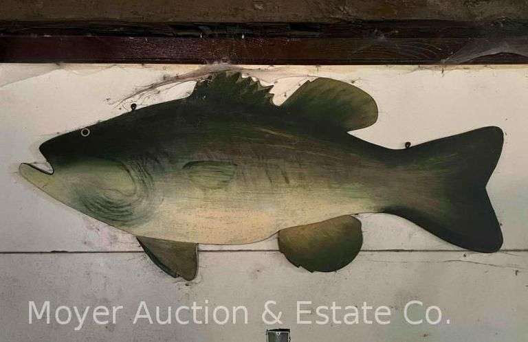 Hand-painted Wood Fish Sign, 48”w image