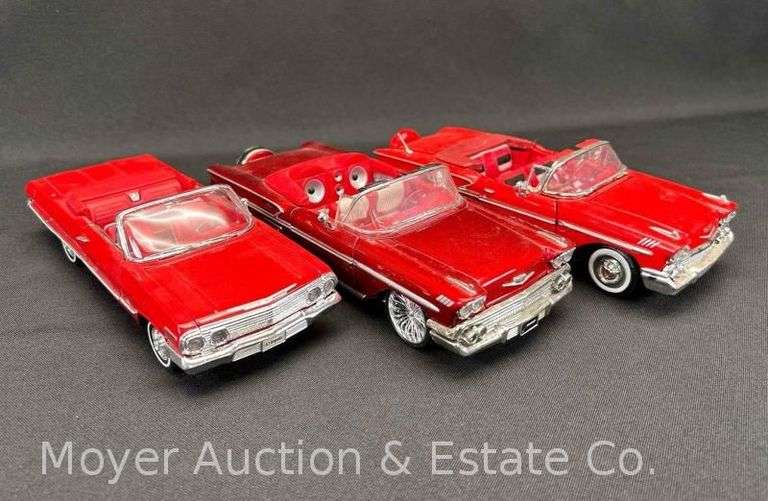 (3) Die-Cast Model Cars, 8"-9" Long image