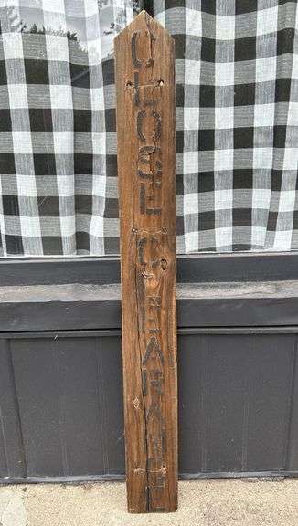 Original Wood “Close Clearance” Sign, Nice Authentic Rustic Condition, 50" H x 5.5" W image