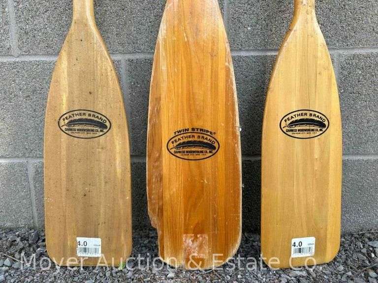 3 Feather Brand Wooden Canoe Paddles, 47" and 53" Long
