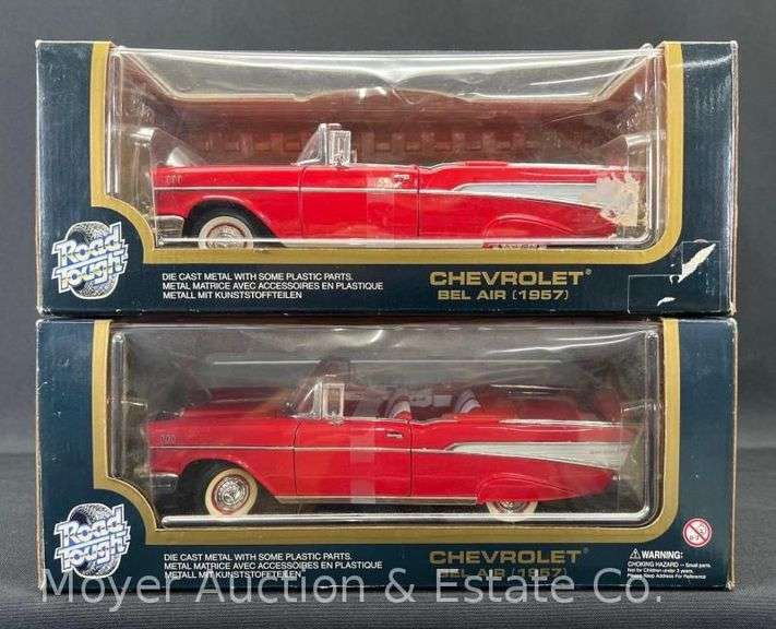 (2) Road Rough 1957 Chevrolet Bel Air 1:18 Scale Die-Cast Models image