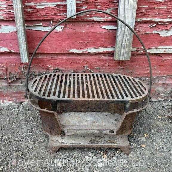 Cast Iron Grill/Hibachi, Antique, Rusty, 18"w