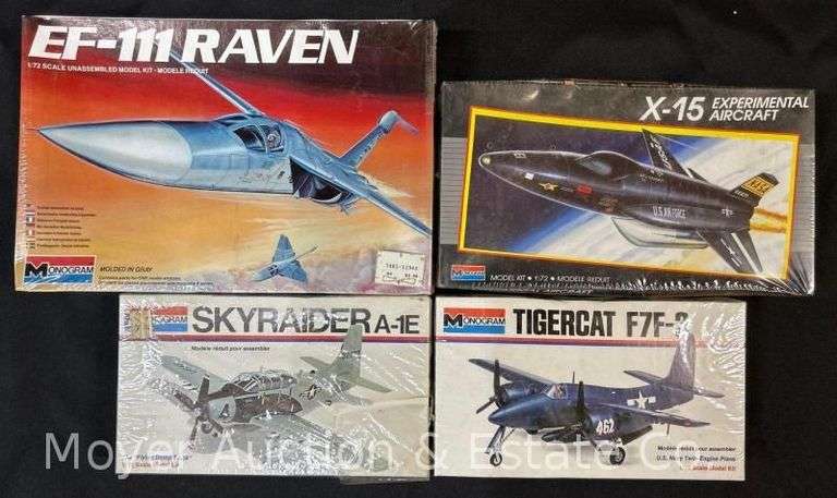 (4) Monogram Plastic Plane Model Kits, All Sealed in Plastic, 1/72 Scale image