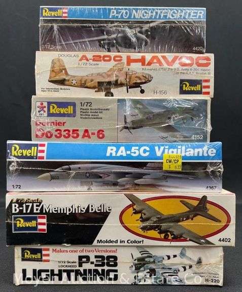 (6) Revell Plastic Plane Model Kits, All Sealed in Plastic, 1/72 Scale
