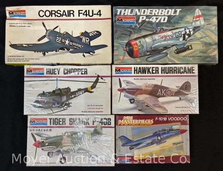(6) Monogram Plastic Plane Model Kits, 5 Sealed in Plastic, 1/48 Scale image
