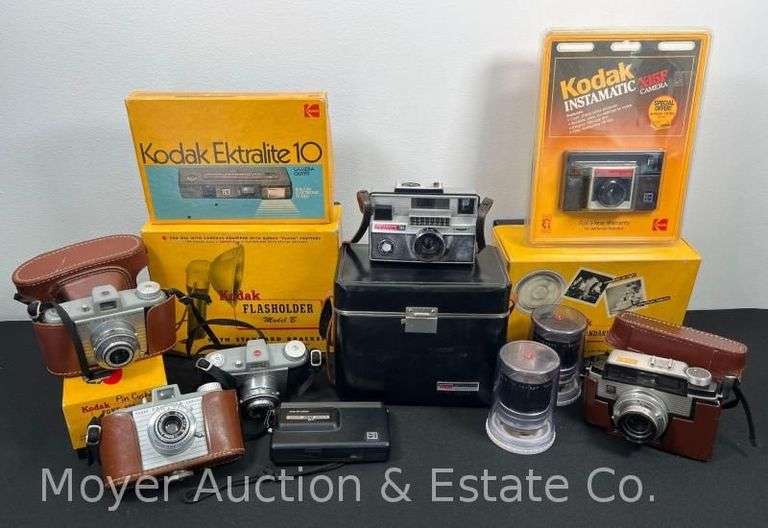 Group of Kodak Film Cameras, Lenses, Etc. image