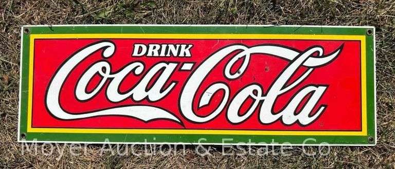 Reproduction Drink Coca-Cola Sign, Enameled Metal, 6"x18" image