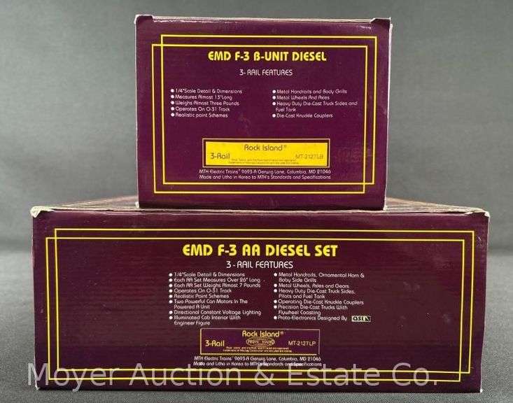 MTH Rock Island EMD F-3 ABA Diesel Set, No. 2127LP/LB, with Original Boxes
