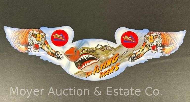 The Flying Tigers P-40 Warhawk Tin "Wing" Sign, 35"w image