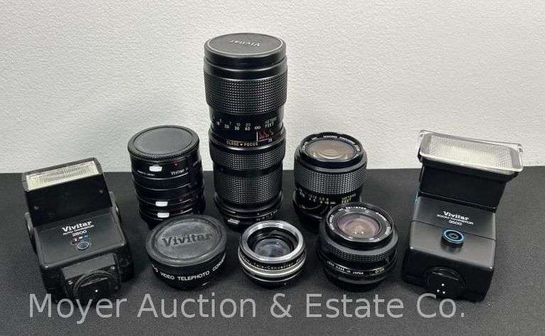 (6) Vivitar Lenses with 2 Flashes image