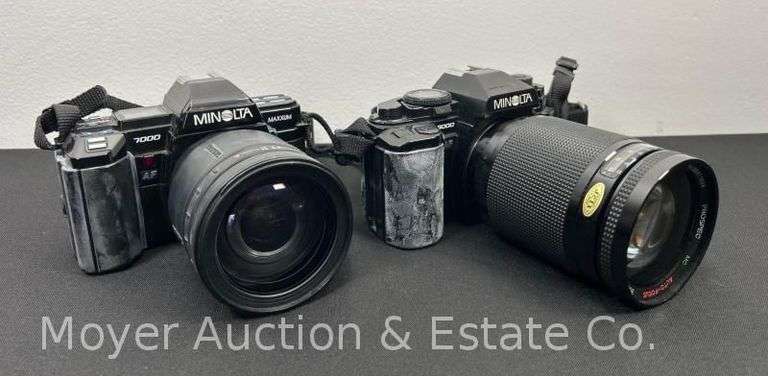 (2) Minolta Film Cameras with Lenses, Maxxum 7000 and 9000 image