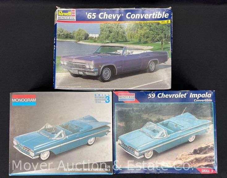 (3) Chevy Impala Plastic Model Kits, (2) Monogram and Revell image