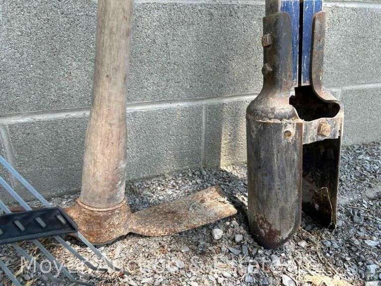 Group of Garden Tools: Sledge, Axe, Forks, Rake, Etc.