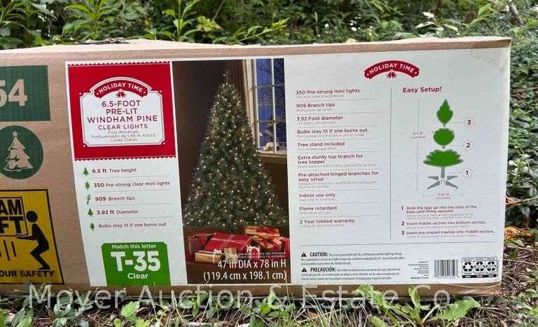 6.5’ Pre-lit Christmas Tree, Condition Unknown
