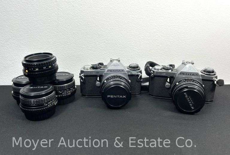 (2) Pentax Film Cameras, ME and ME Super, with 4 Addt. Lenses image