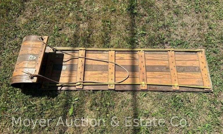 Vintage Wooden Toboggan, 6’ Long image