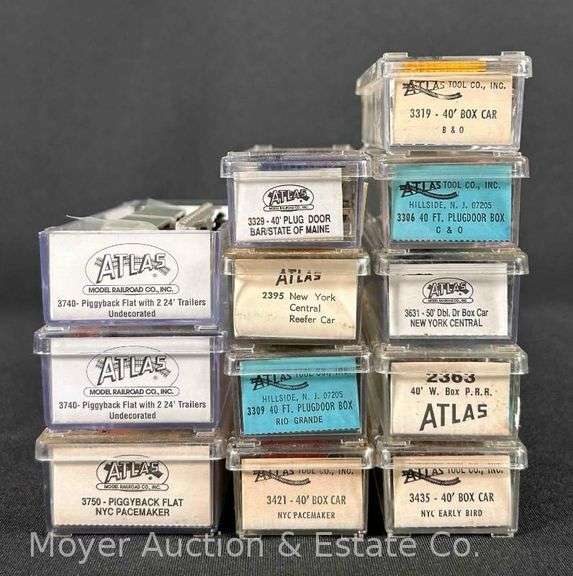 (12) Asst. Atlas N Scale Freight Cars, with Plastic Cases