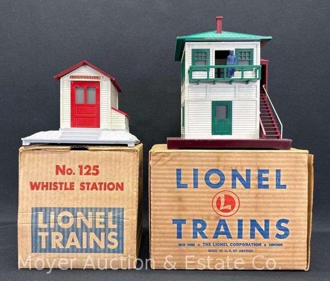 Lionel No. 445 Operating Switch Tower and No. 125 Whistle Station, with Original Boxes image