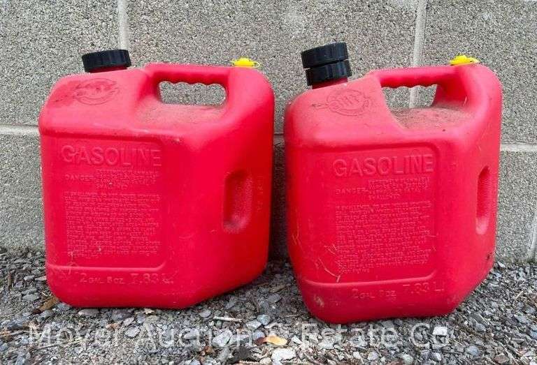(2) 2gal. Blitz Red Poly Cans with Yellow Extension Cord