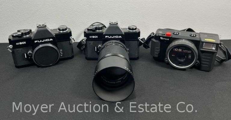 (3) Fujica Film Cameras: ST801 and HD-M, 1 with Lens image