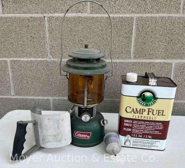Coleman 220J Camping Lantern, Funnel, and Can of Fuel image