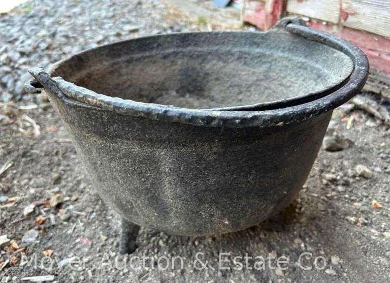 Early Cast Iron Kettle with Feet & Handle, 12"w image