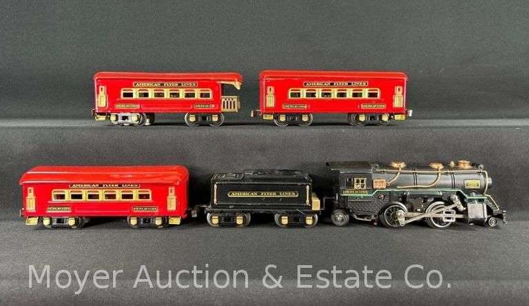 American Flyer O Gauge Passenger Set, Steam Locomotive, Tender and 3 Cars, with Original Boxes image