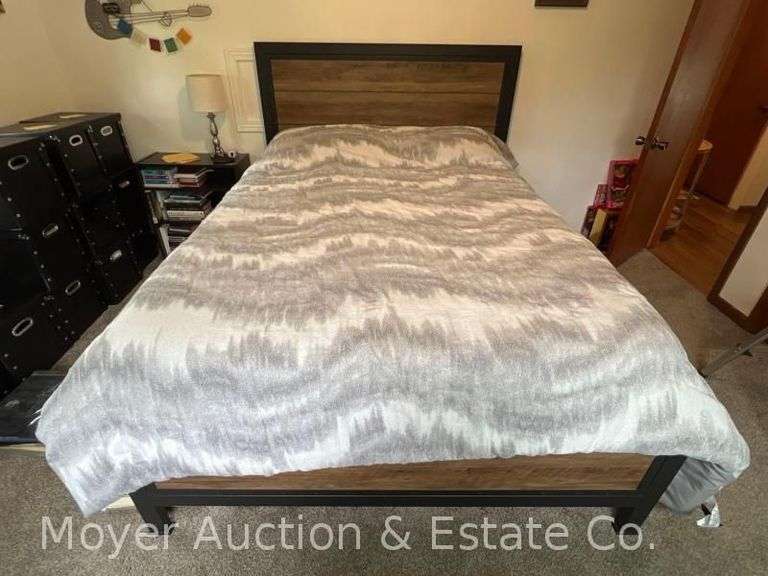 Queen Size Bed Frame with Mattress and Boxspring image