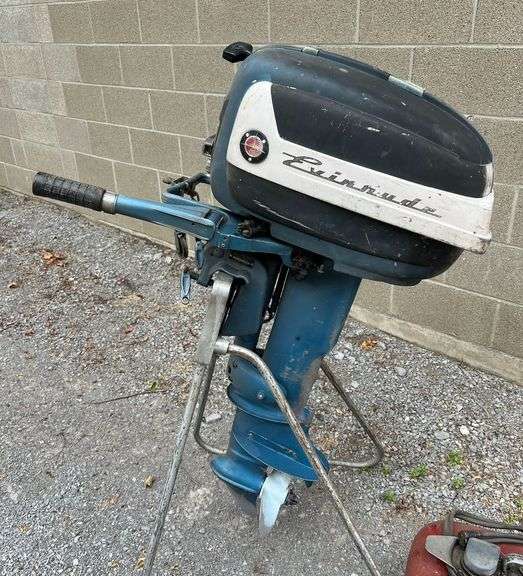 1957 Evinrude 'Fastwin 18' Outboard Motor, Turns Over, with Metal Gas Tank, Serial #15020-17266